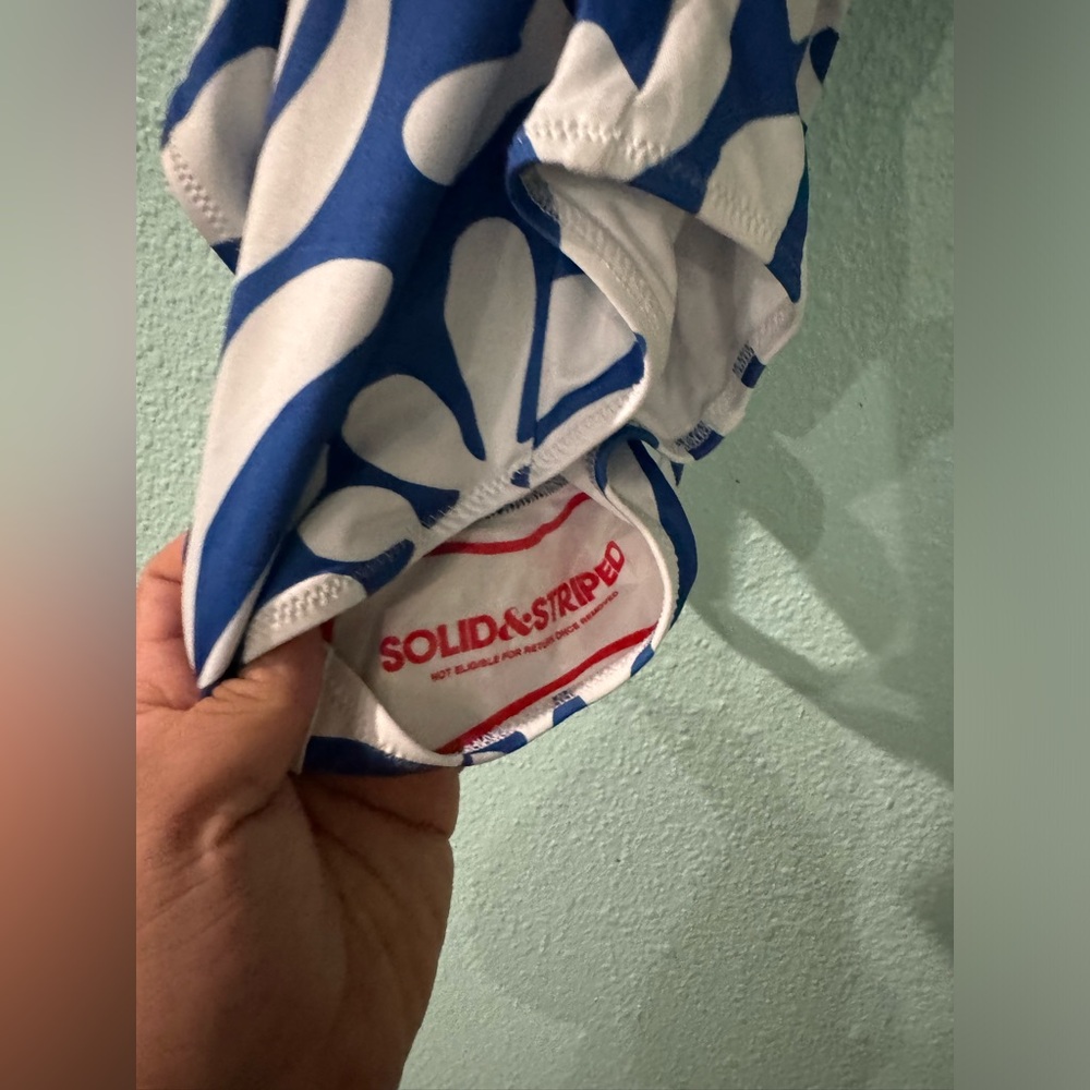 Solid & Striped White And Blue Patterned One-Piec… - image 5